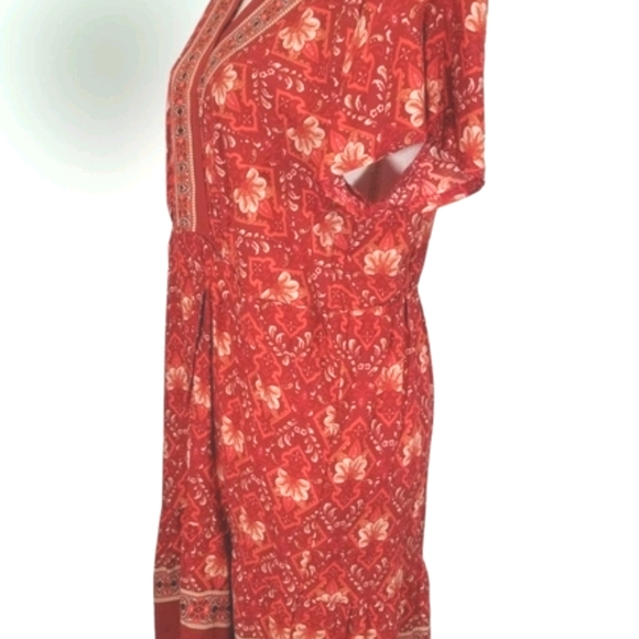 Floral Pattern Cotton short sleeves Dress. XL - Picture 5 of 12